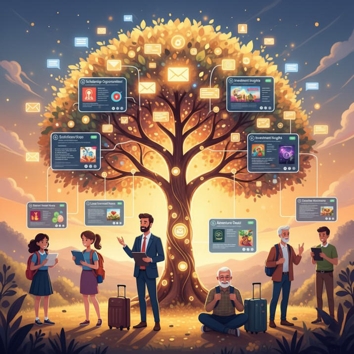 Email Marketing Personalized emails reaching diverse audience.